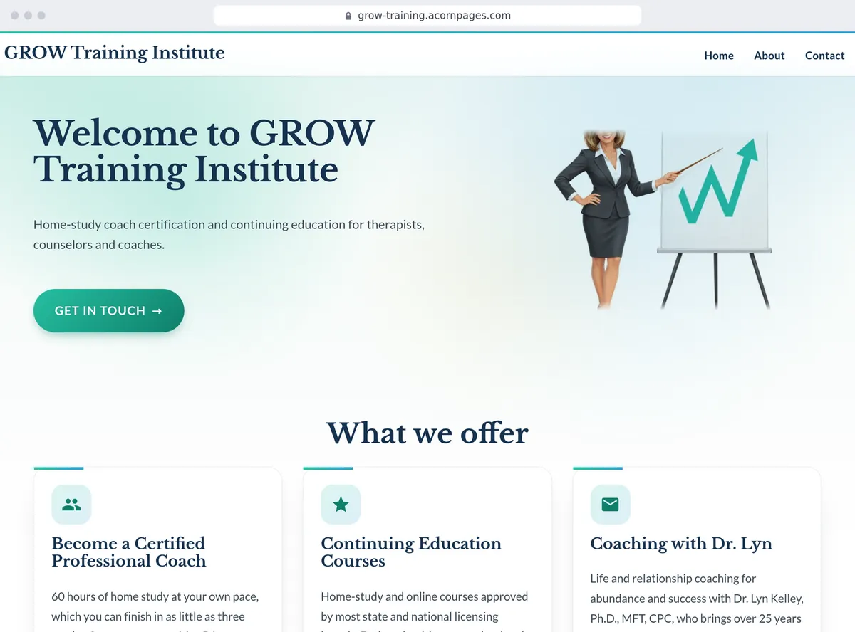 A finished site made with Acorn Pages